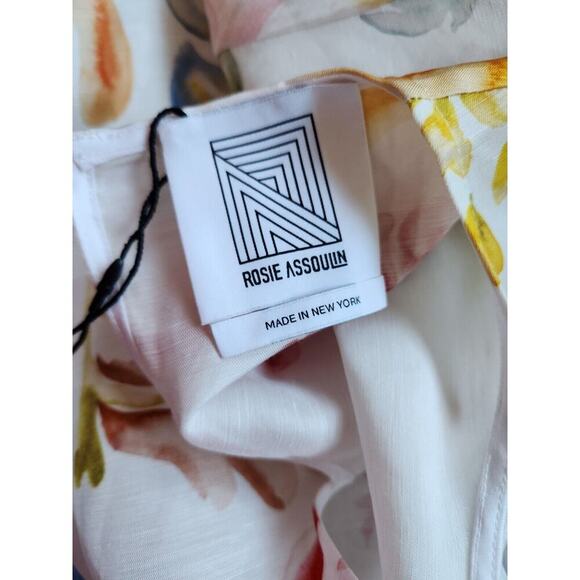 NWD ROSIE ASSOULIN Ebbs and Flows gathered floral linen mini dress Size 2 #2A501 - Picture 8 of 10